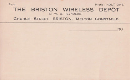 Briston Wireless Radio Depot Melton Constable Cambs Old Postcard