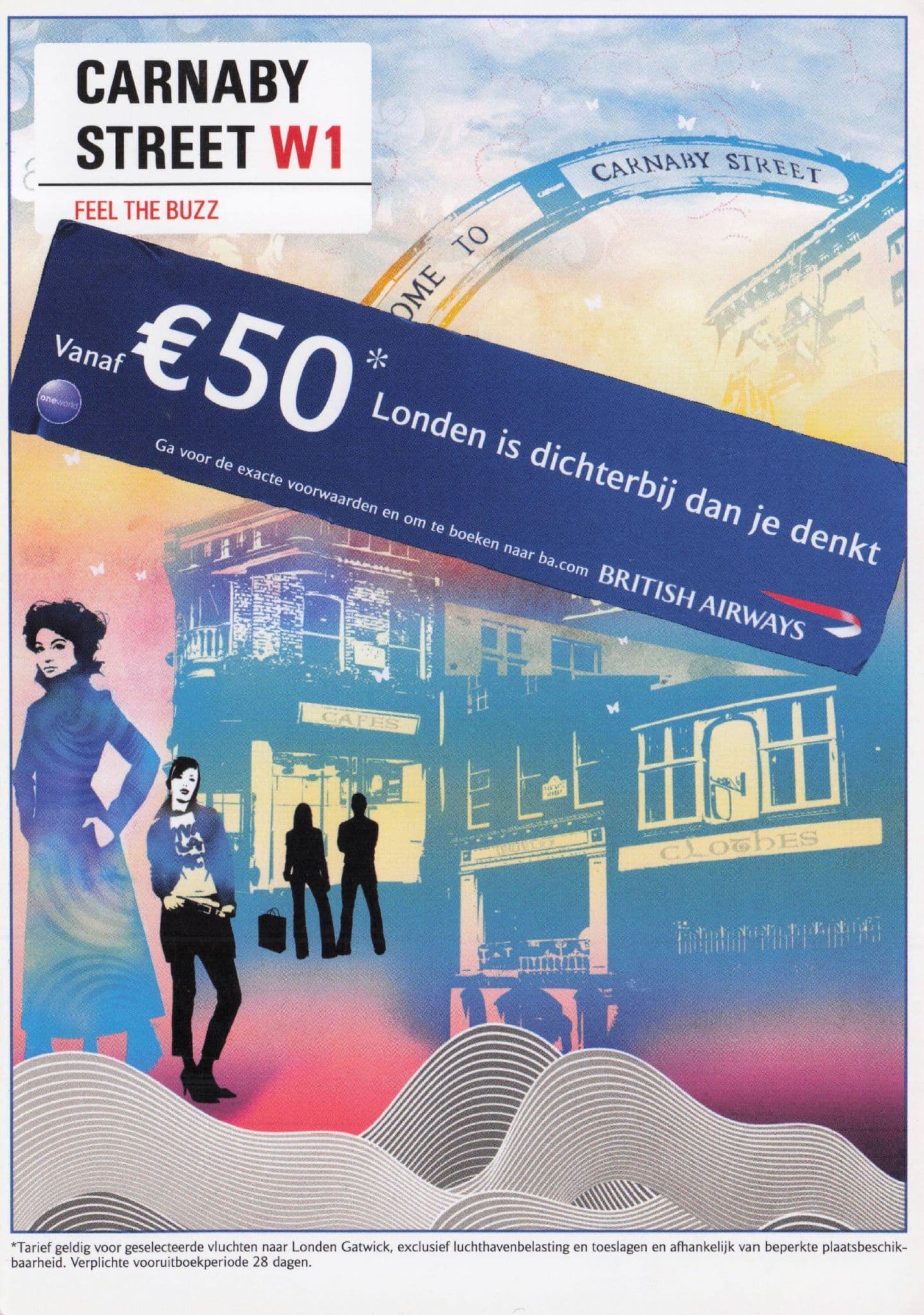 British Airways Carnaby Street Holland To London Travel Poster Postcard