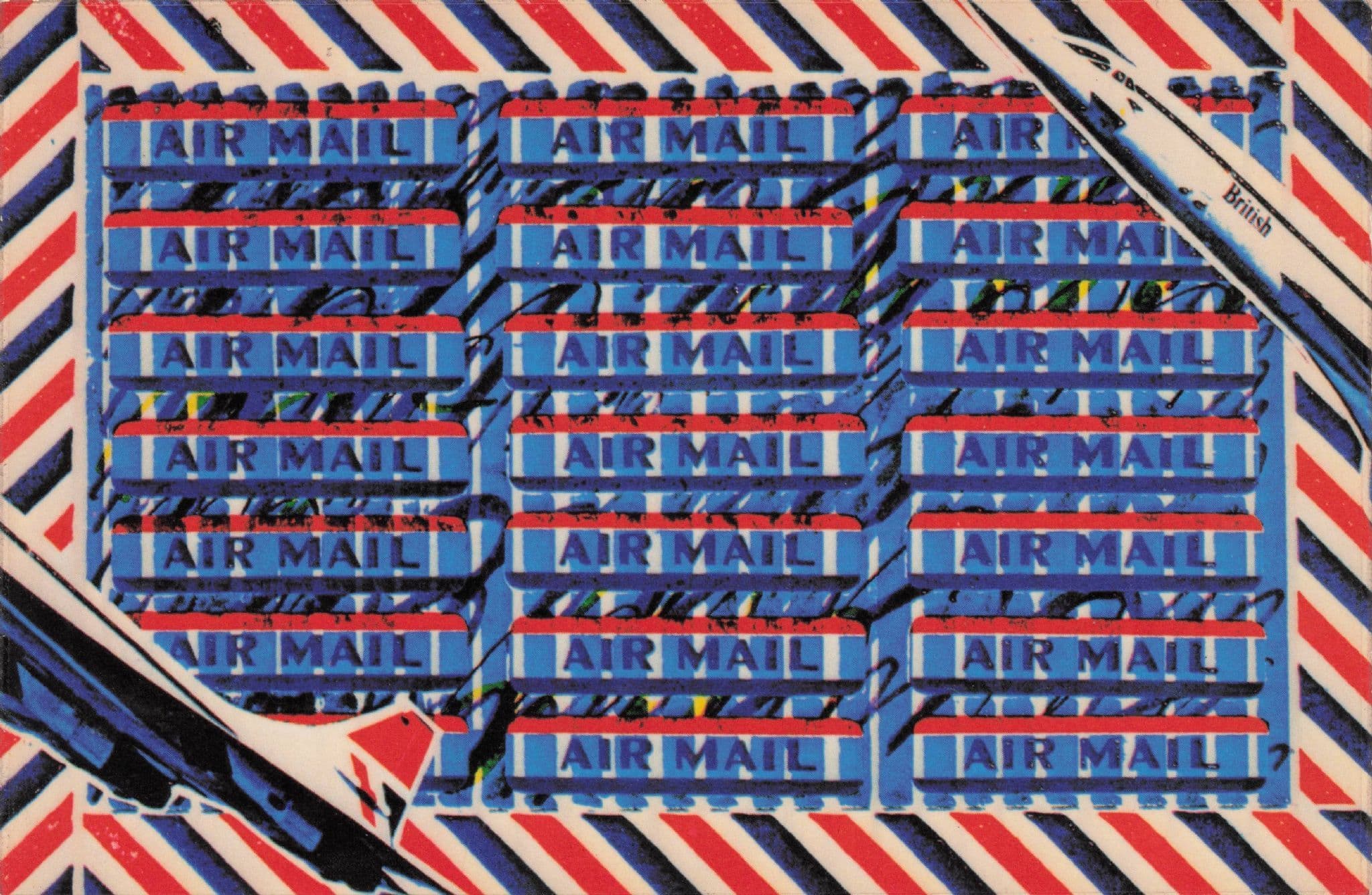British Airways Royal Mail Air Mail Sticker & Plane Collage Painting Postcard