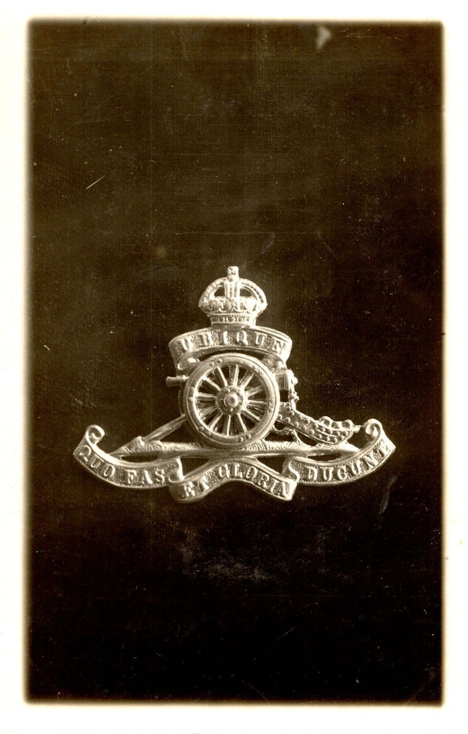 British Army Soldier Cap Badge WW1 Salisbury Camp War Real Photo Old Postcard