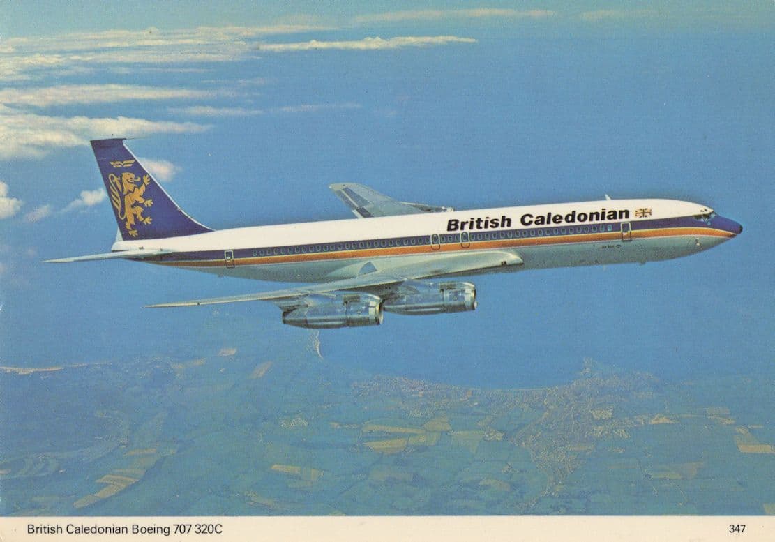 British Caledonian Boeing 707 320C Plane Aircraft Postcard