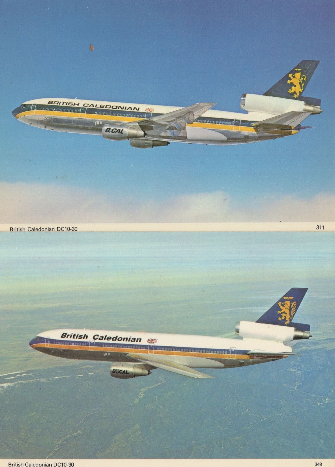 British Caledonian DC10-30 2x Plane Aircraft Postcard s