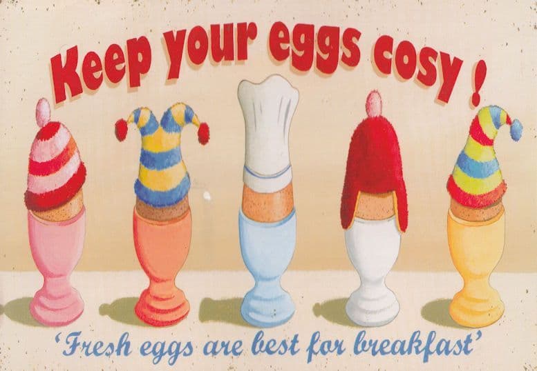 British Eggs Egg Cosy Comic Breakfast Advertising Postcard