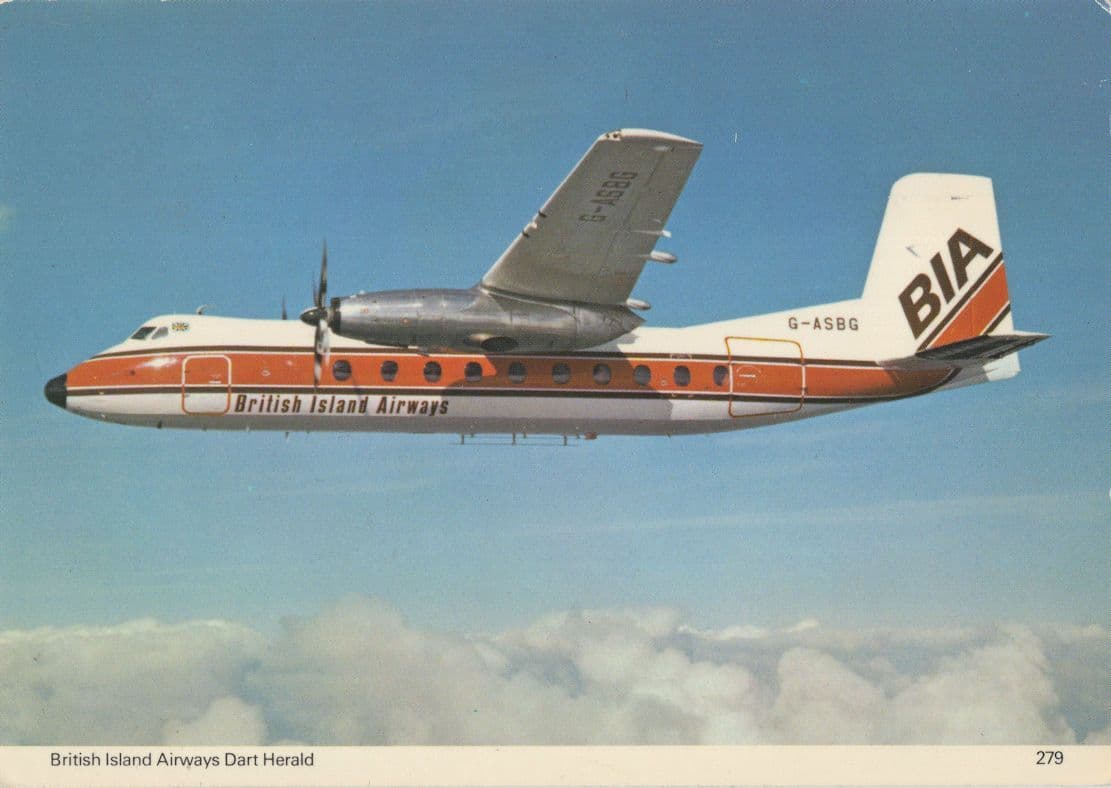 British Island Airways Dart Herald Plane Postcard