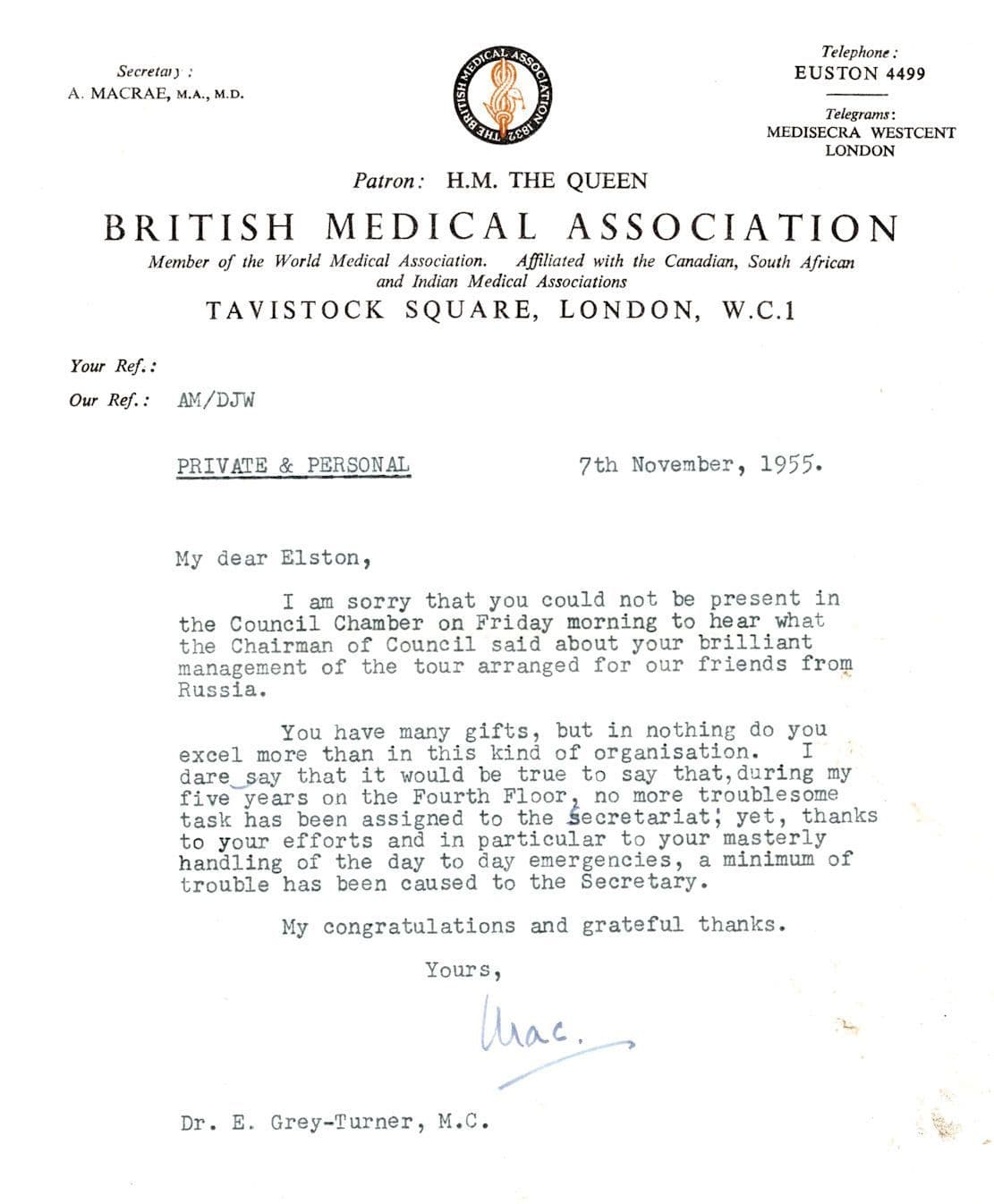 British Medical Association Russian Military Signed Letter to WW2 Doctor