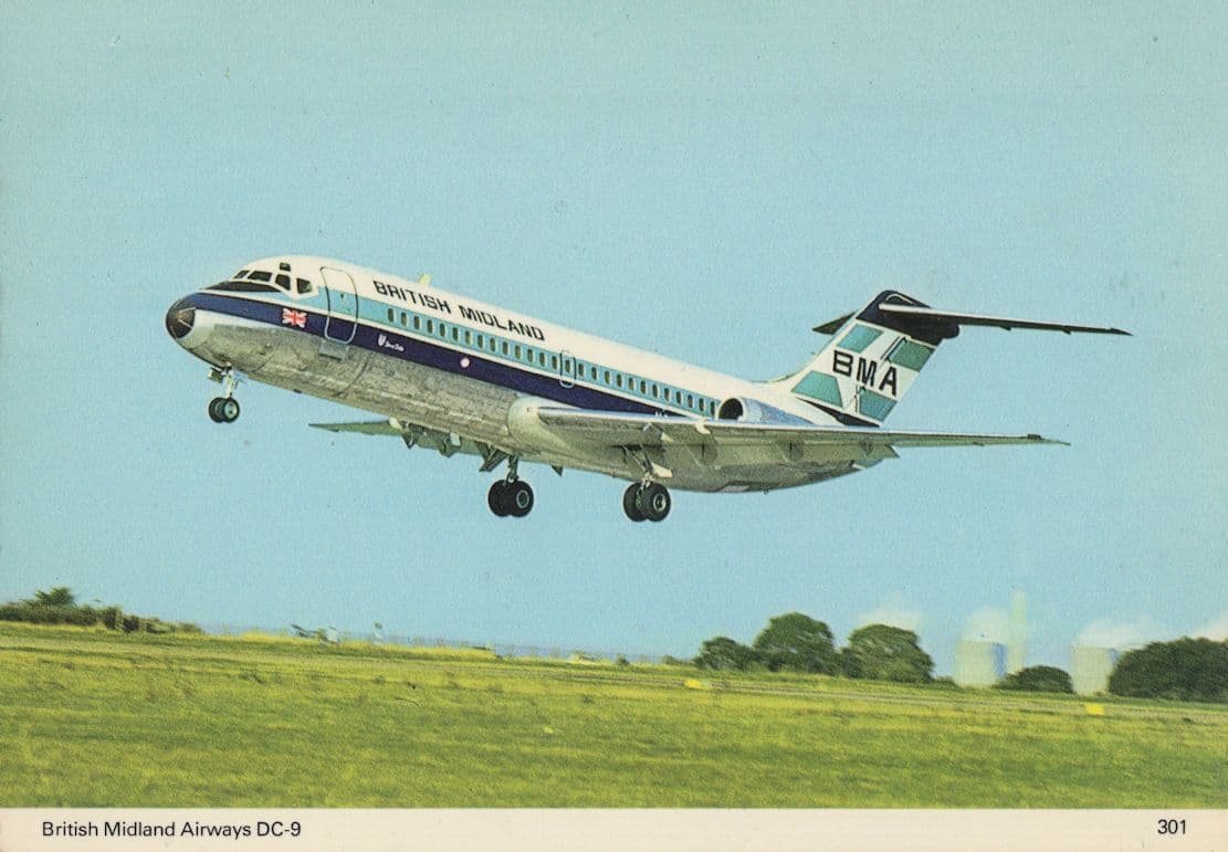 British Midland Airways DC-9 Plane Aircraft Postcard