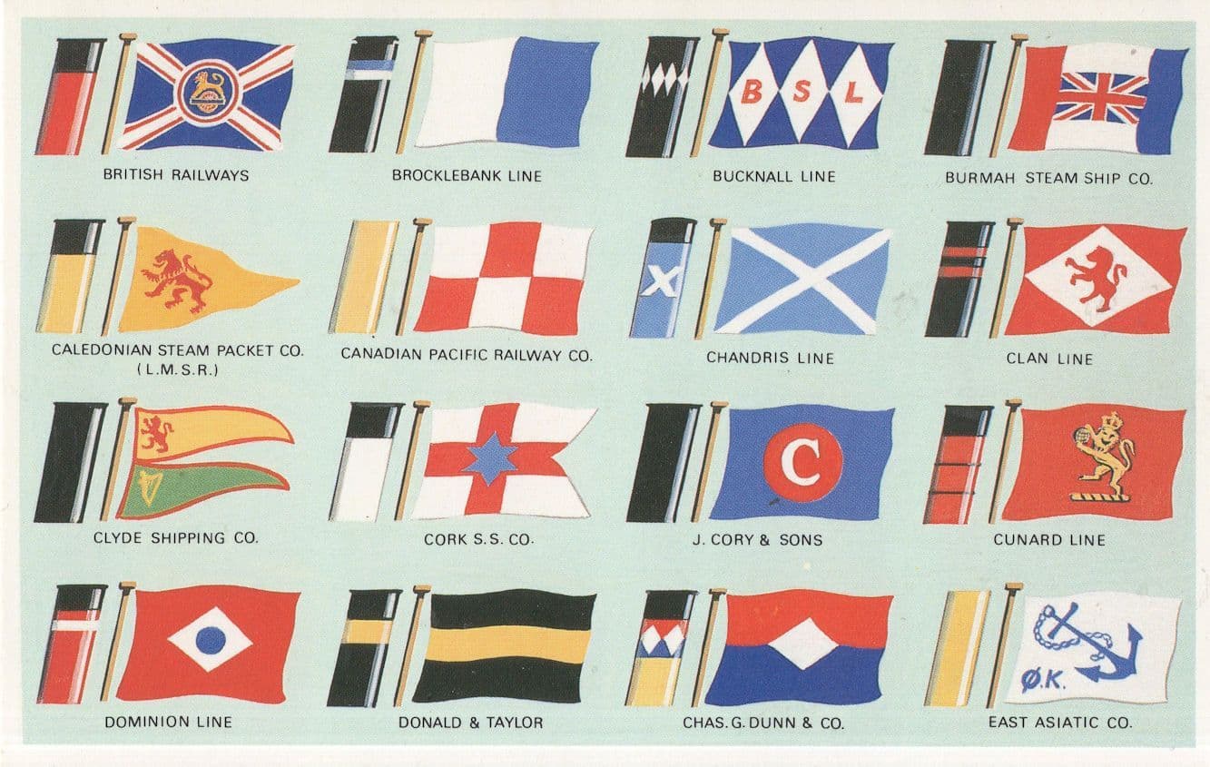 British Railways East Asiatic Cork Clyde Clan Shipping Co Flag Postcard
