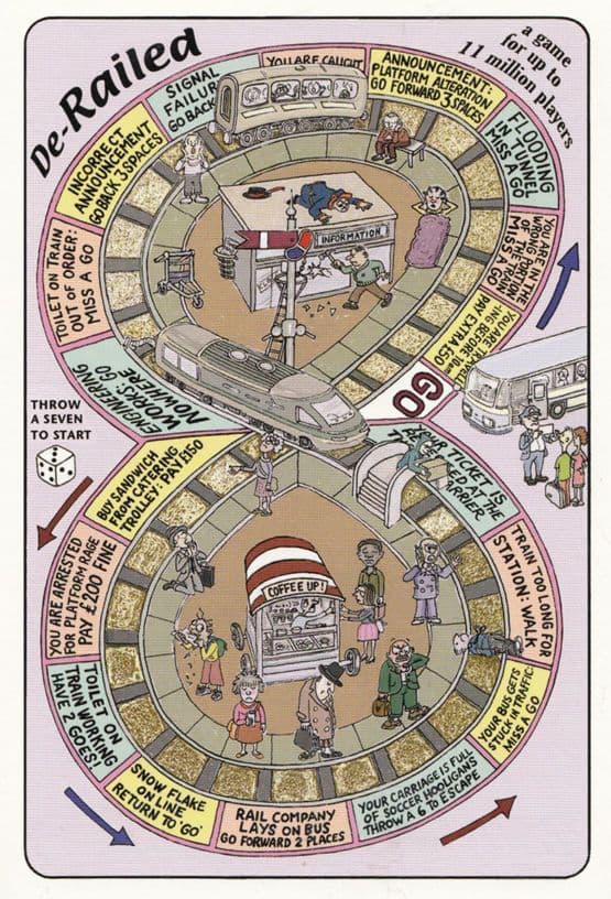 British Tourist On Public Transport Monopoly Style Game Comic Humour Postcard