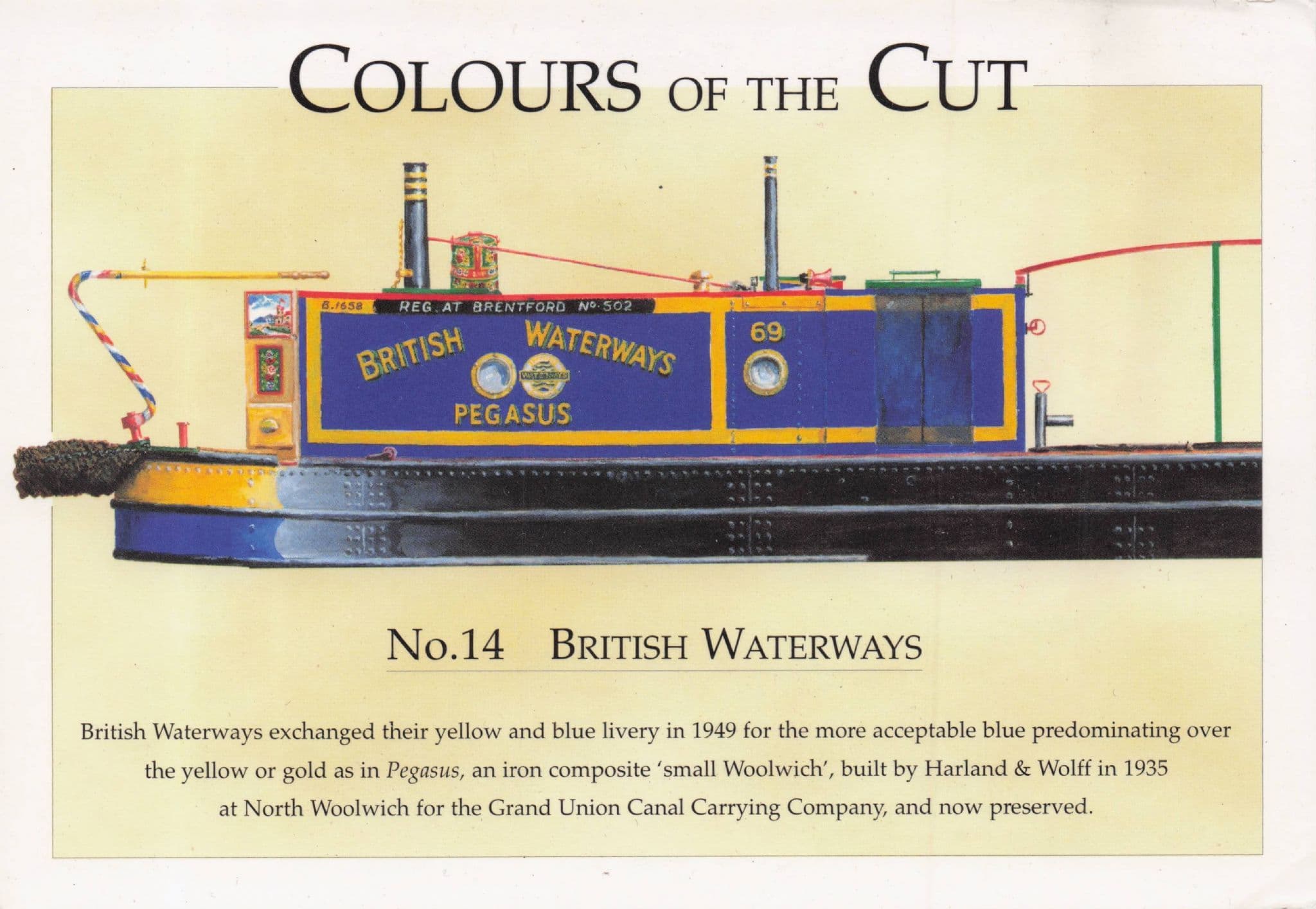 British Waterways Colours Of The Cut Pegasus Ship Postcard