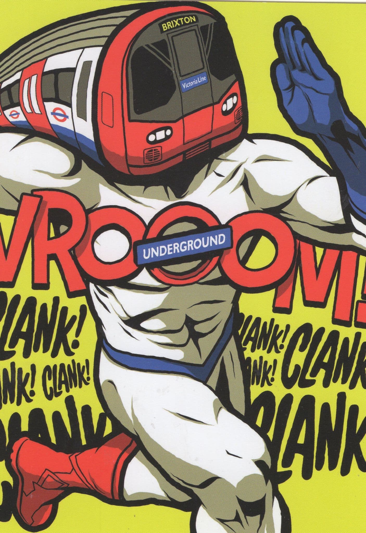 Brixton London Underground Tube Train Marvel Superhero Postcard