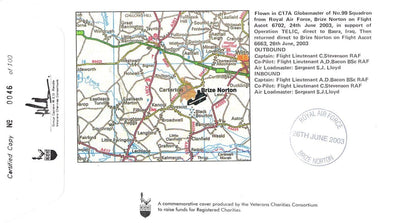 Brize Norton RAF Station DA Hurrell 101 Squadron Military Map Hand Signed LTD TO 100 FDC