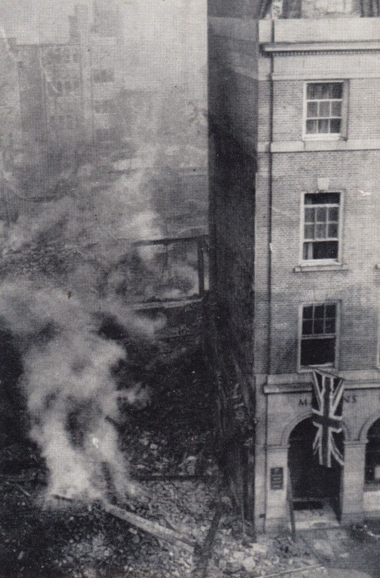 Broadgate Burning After WW2 Military Air Raid Disaster Coventry Postcard