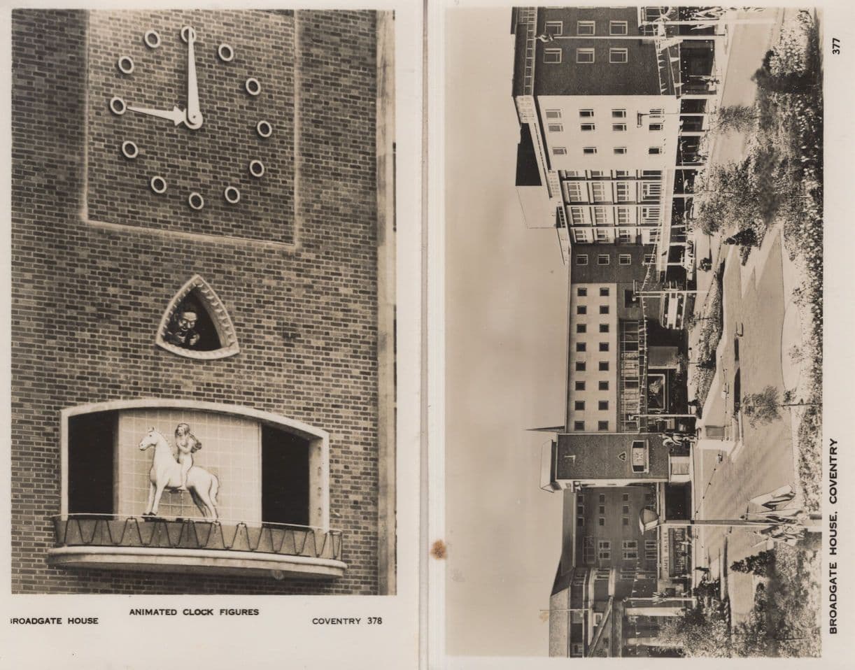 Broadgate House Coventry Animated Clock Figures 2x Postcard s