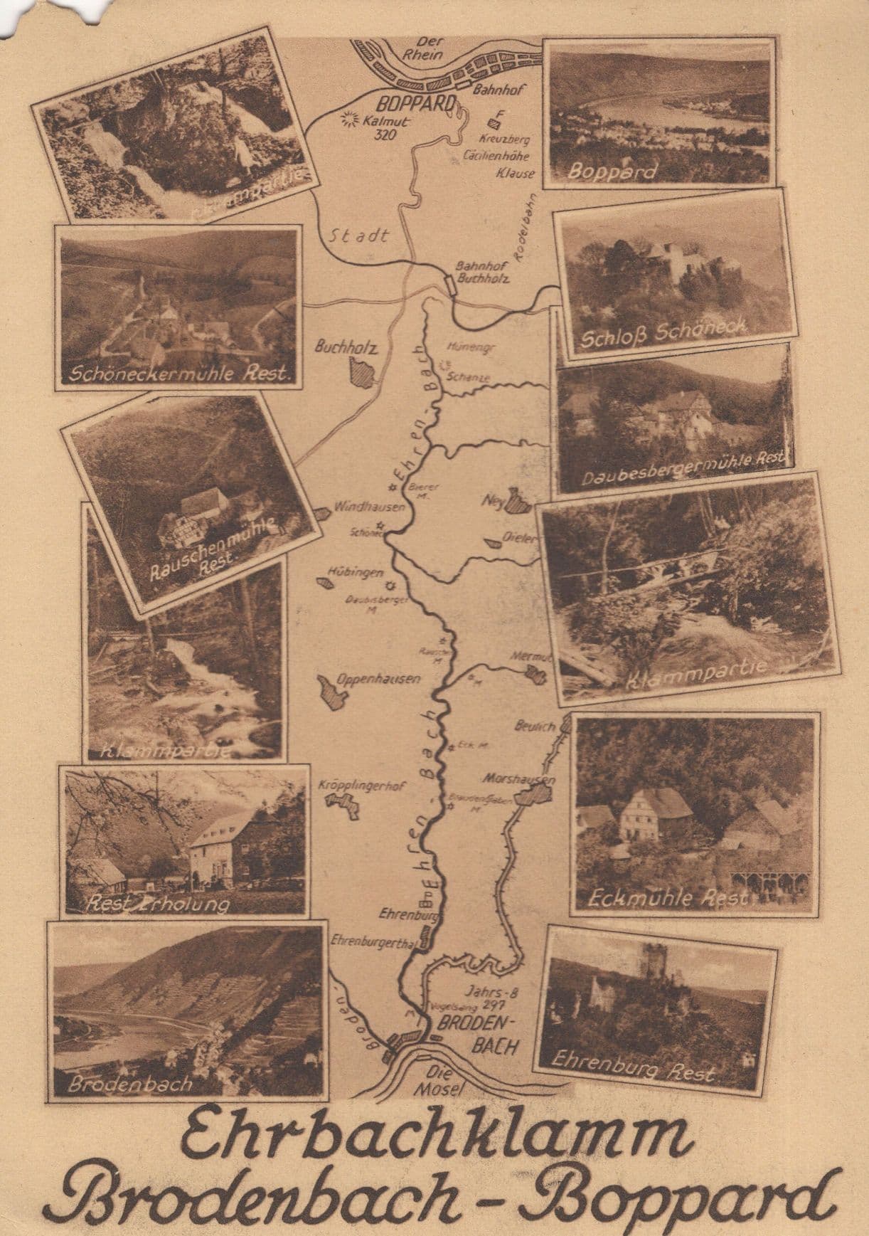 Brodenbach Boppard German Map Old Postcard