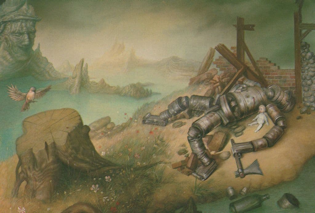 Broken Armour Dead Medieval Knight Andre Barros Painting Postcard