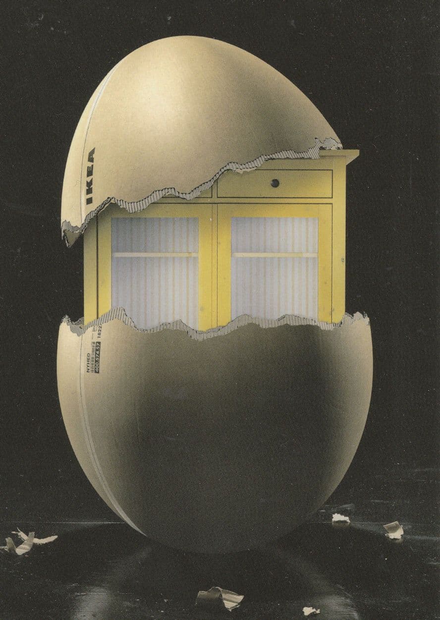 Broken Breakfast Egg With Furniture Inside Advertising Postcard