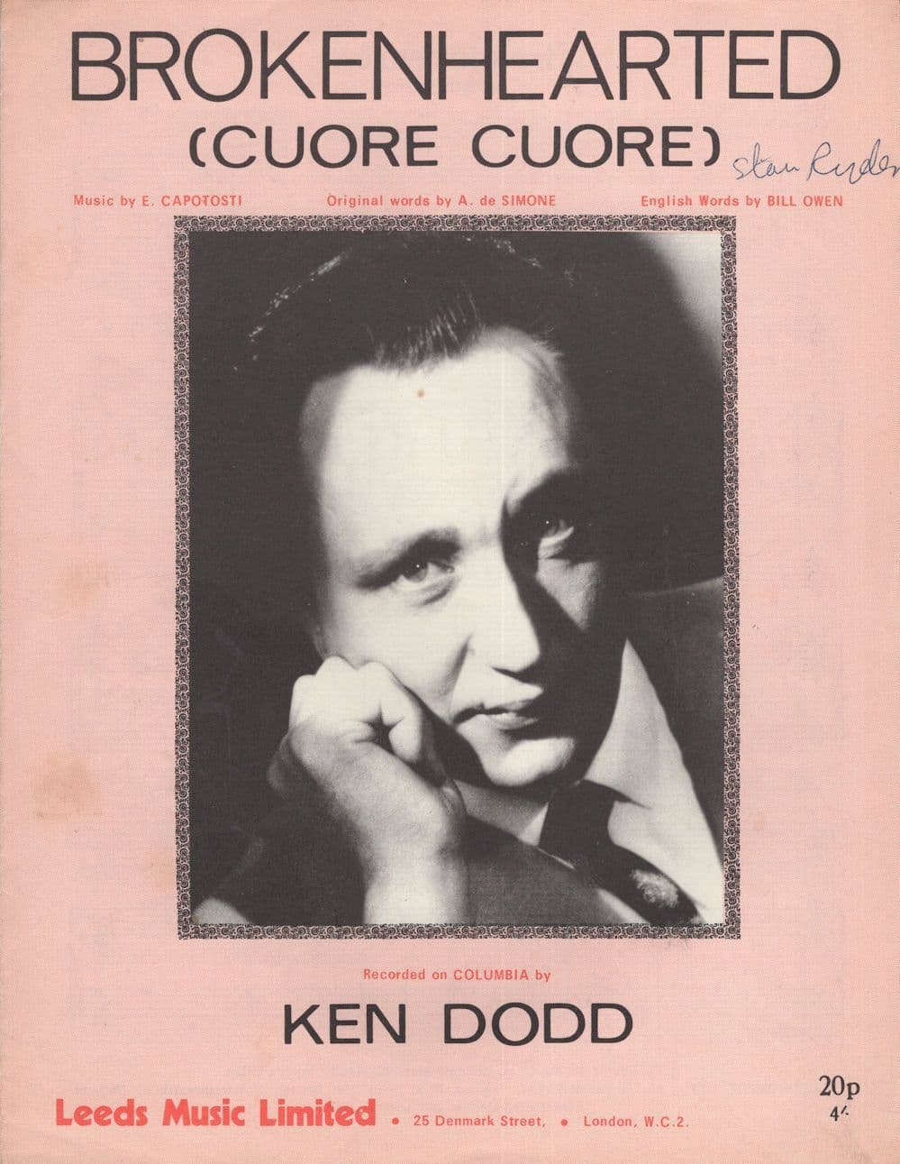 Brokenhearted Ken Dodd Vintage Sheet Music