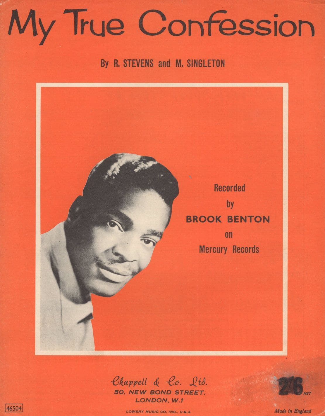 Brook Benton My True Confession Sheet Music
