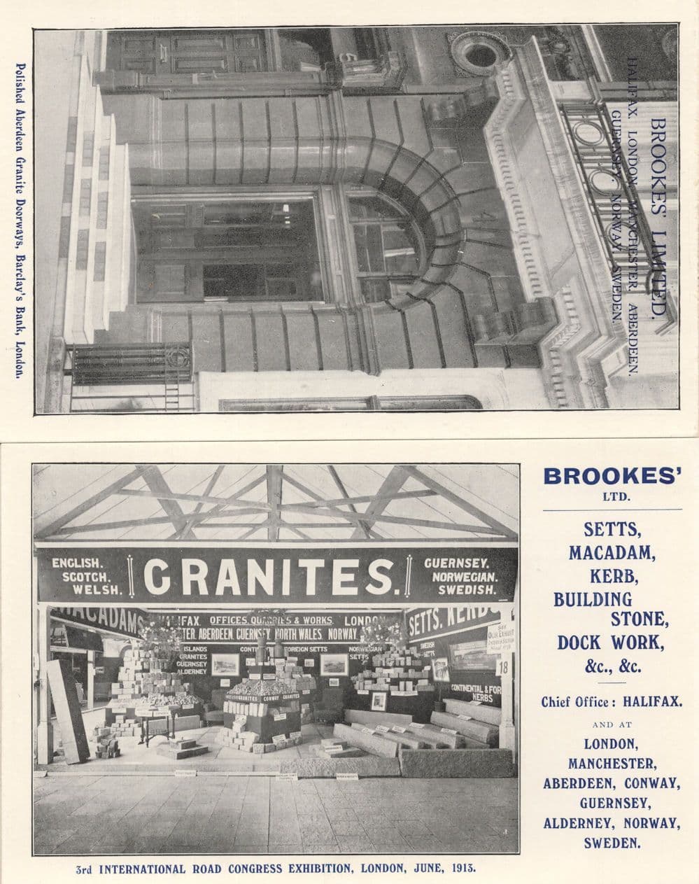 Brookes Granite Doorways Barclays Bank 1915 Exhibition 2x Postcard s