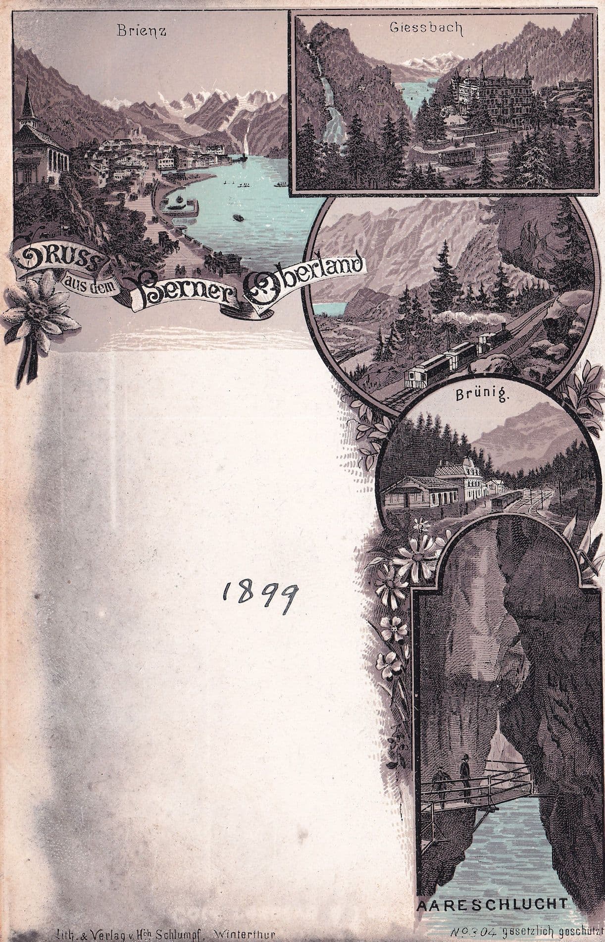 Brunig 1899 Switzerland Train Railway Brienz Brunig Postcard
