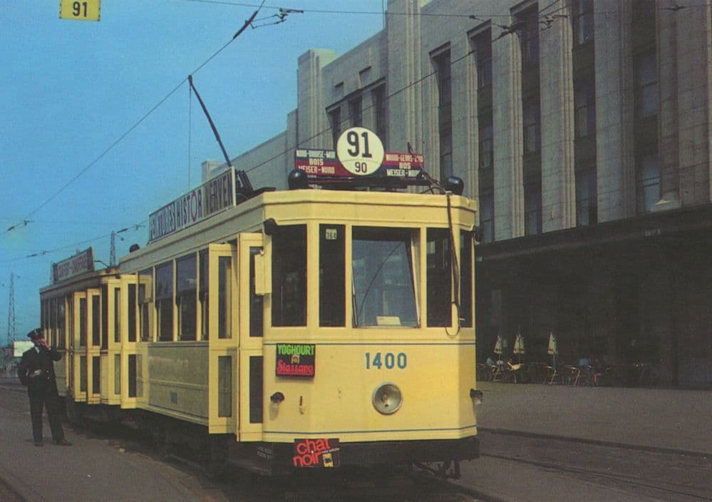 Bruxelles Bus & Trailer 90 91 Route Gare Du Nord in 1960 Postcard