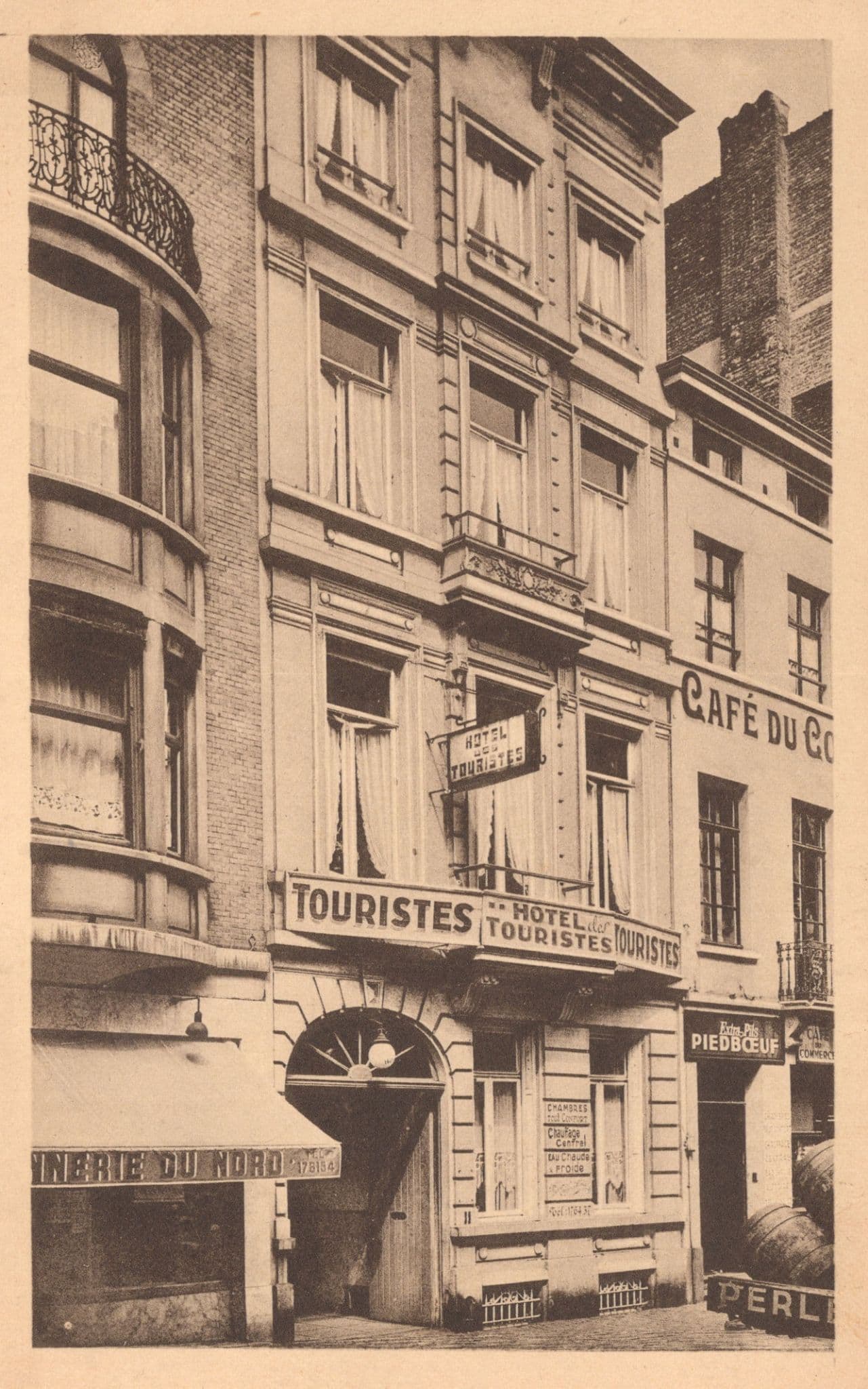 Bruxelles Hotel De Touristes Advertising Fascia Belgium Antique Postcard