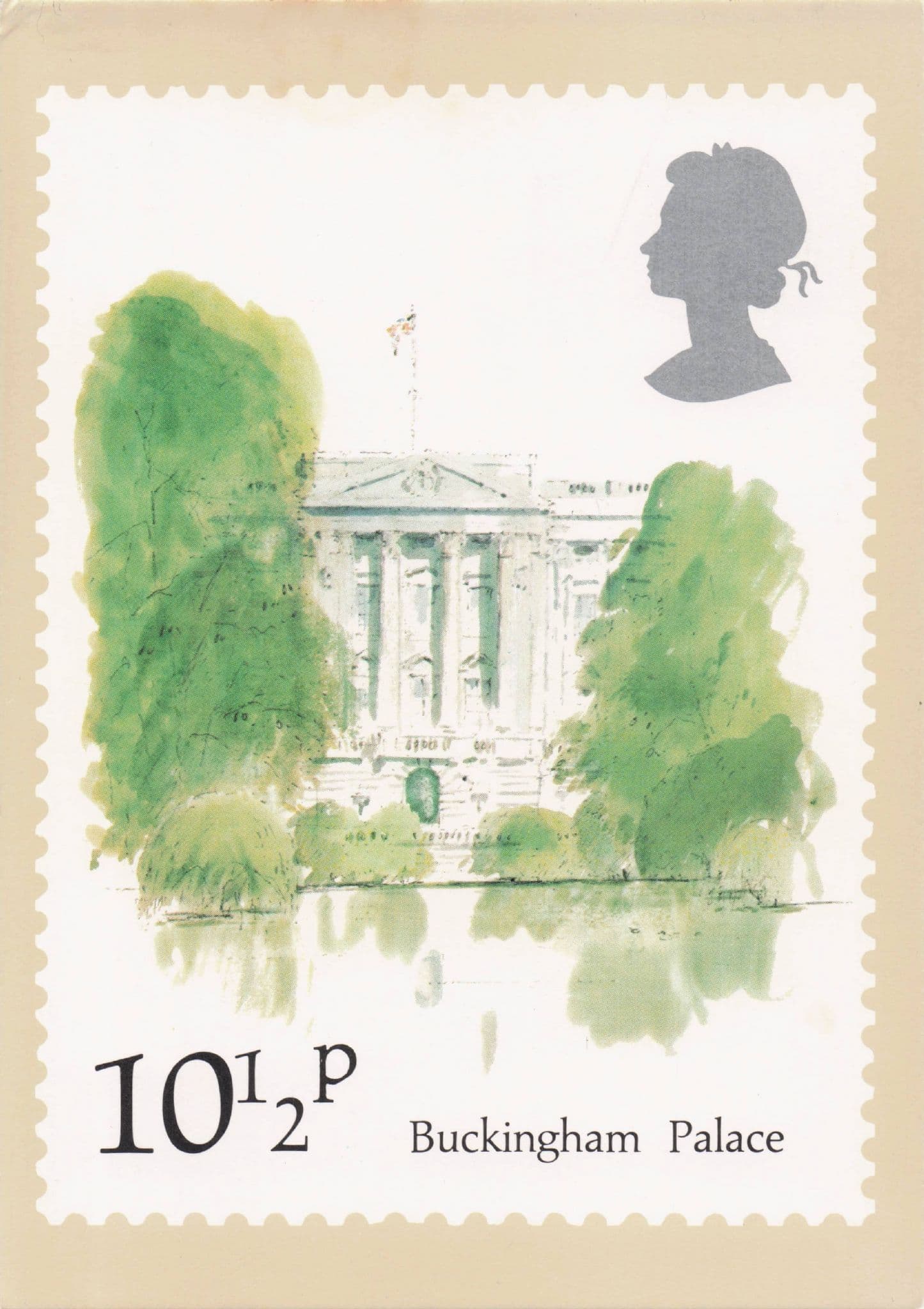 Buckingham Palace Painting London Royal Mail Stamp Postcard