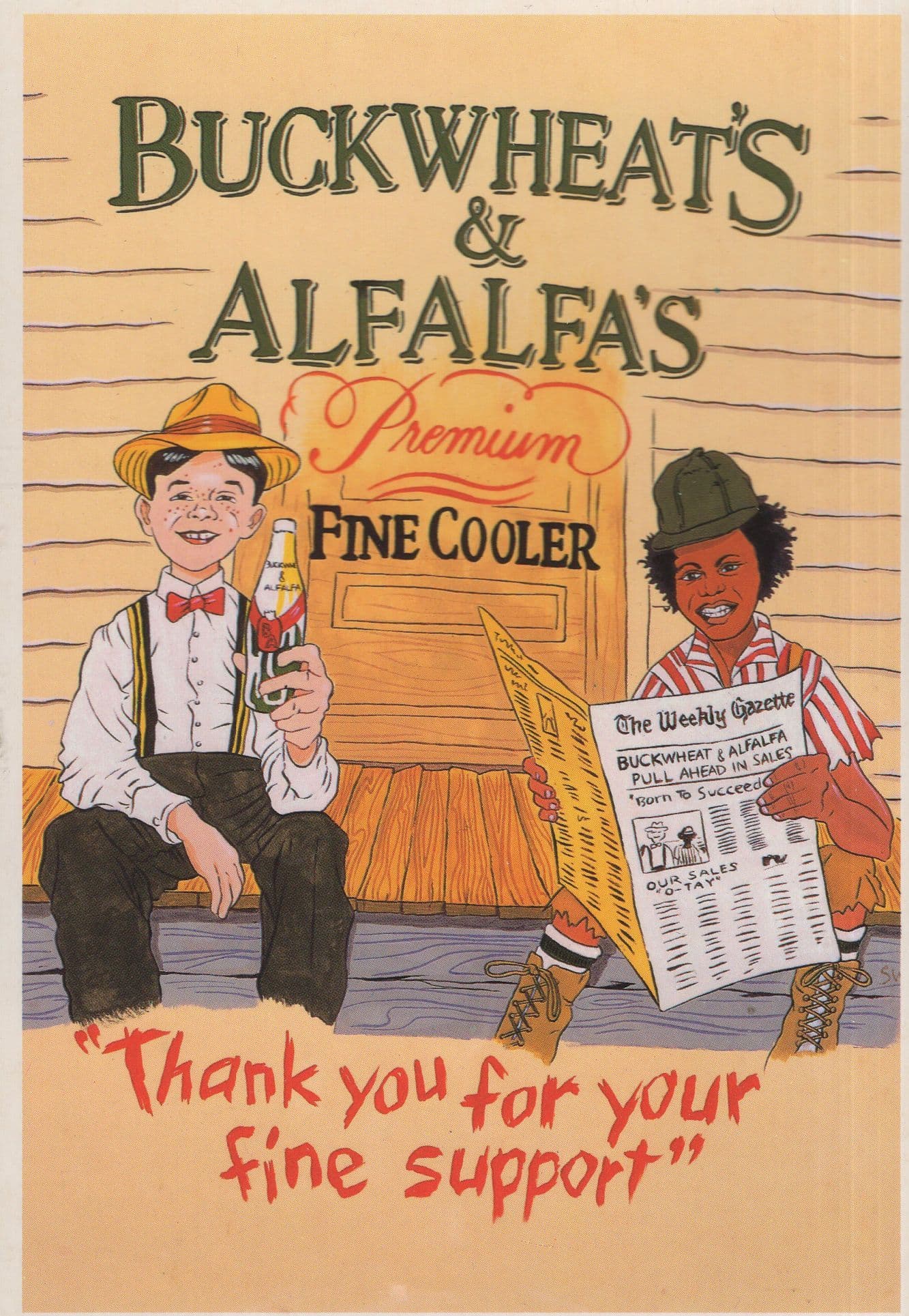 Buckwheat & Alfala's Fine Cooler American Beer Comic Postcard