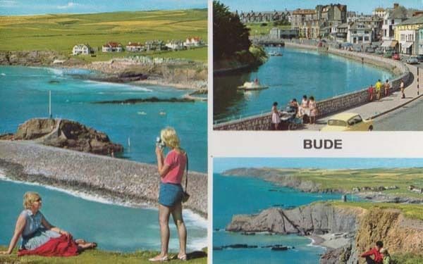 Bude Cornwall 1970s Denim Ladies Fashion Dress Camera Postcard
