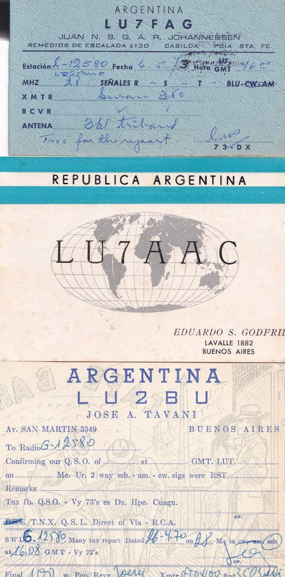 Buenos Aires Argentina 3x Vintage Radio QSL Card s