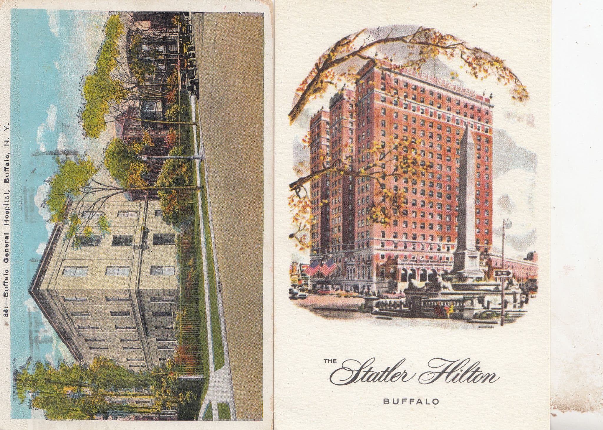Buffalo General Hospital Hilton Restaurant 2x USA Advertising Postcard s