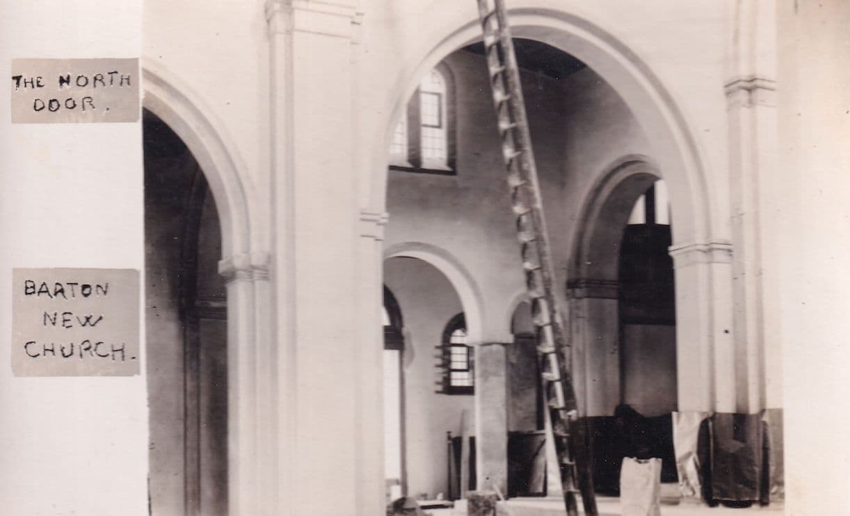 Builders At Barton New Church Cambridge Plain Back Old Postcard