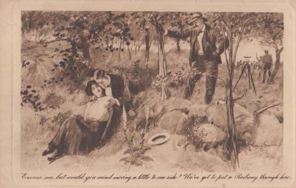 Building Station Construction Worker Train Bridge Transport Old Antique Postcard