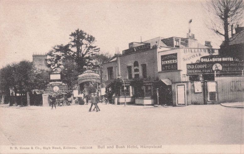 Bull & Bush Hotel Skittles Billiards Hampstead London Old Rare Postcard