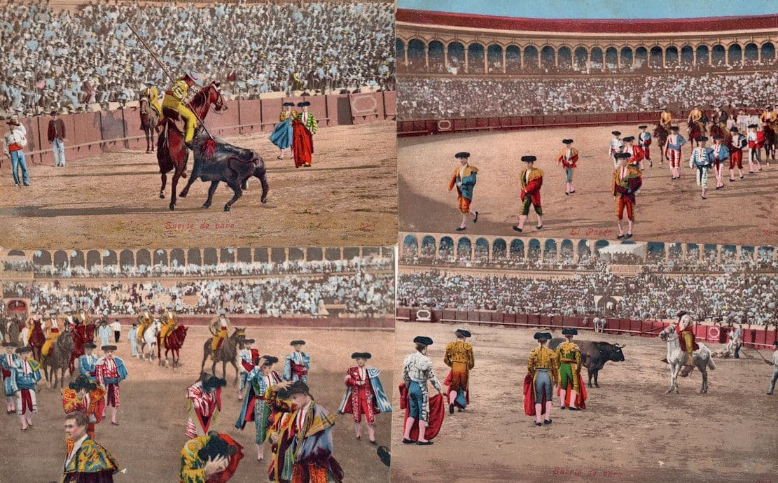 Bullfighting Bullfight Parade Procession Rodeo Rider 4x Old Postcard s