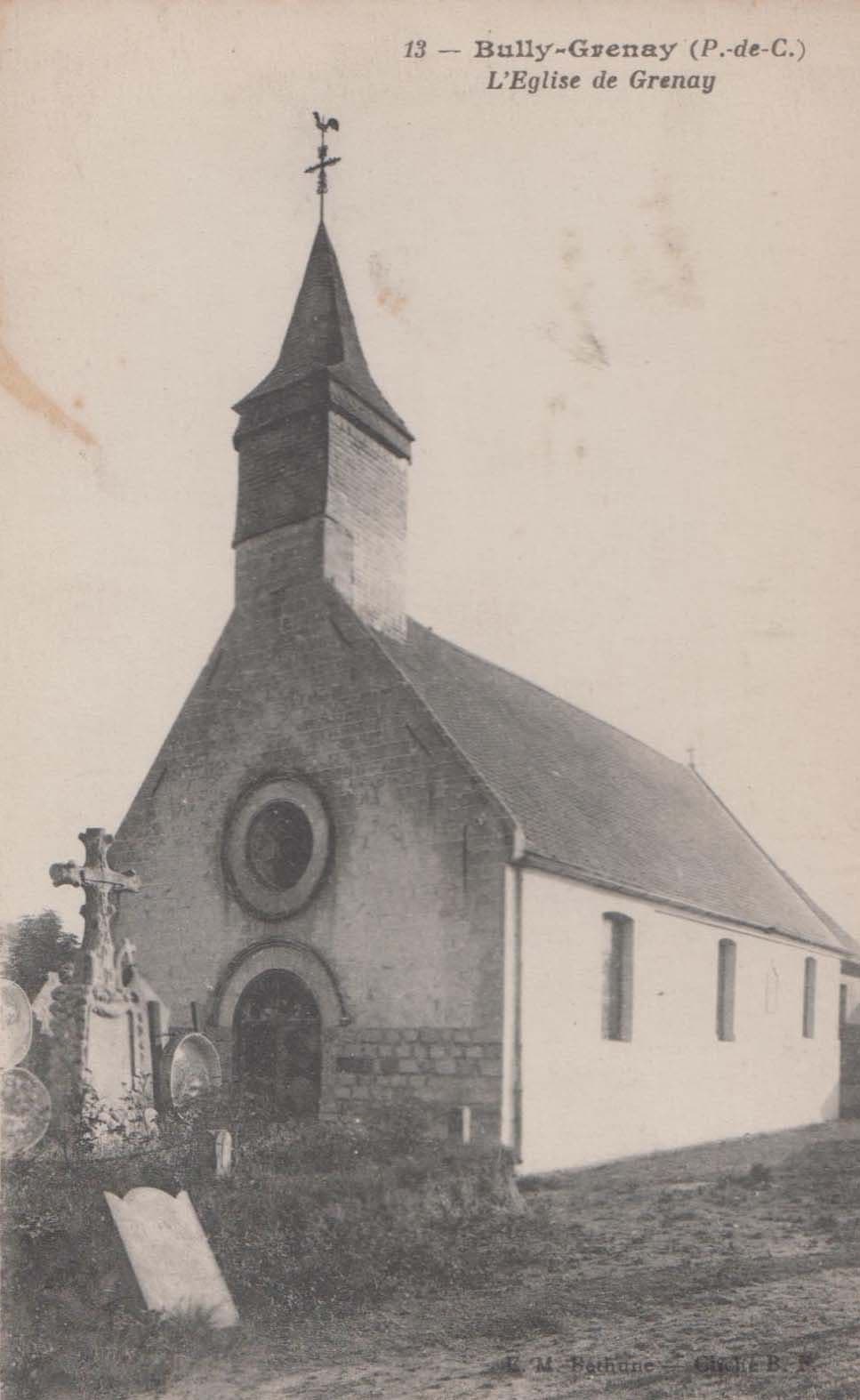 Bully Grenay L'Eglise Eglise Church French France Vintage Postcard