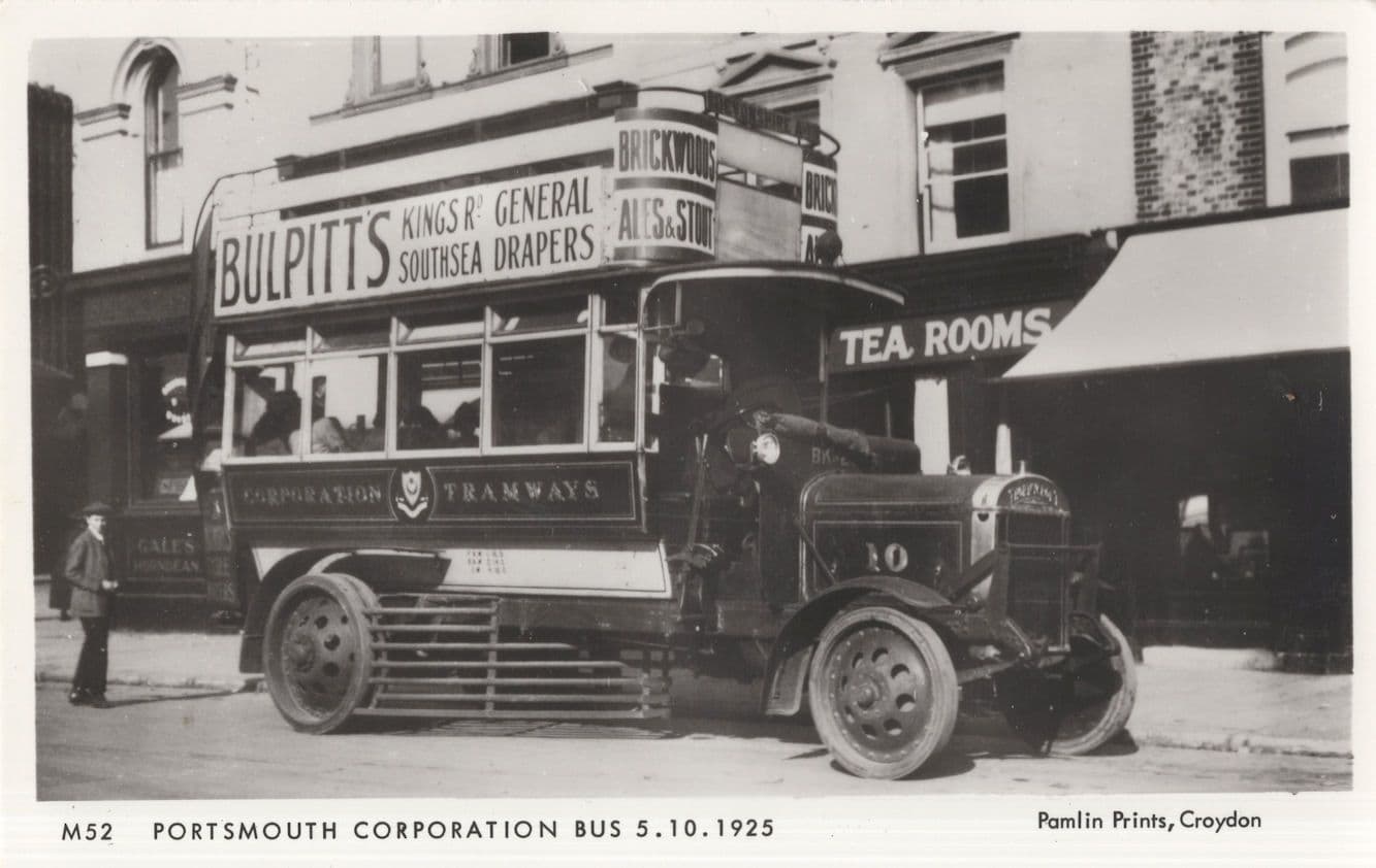 Bulpitts Portsmouth Drapers Old Advertising Bus Tram Postcard
