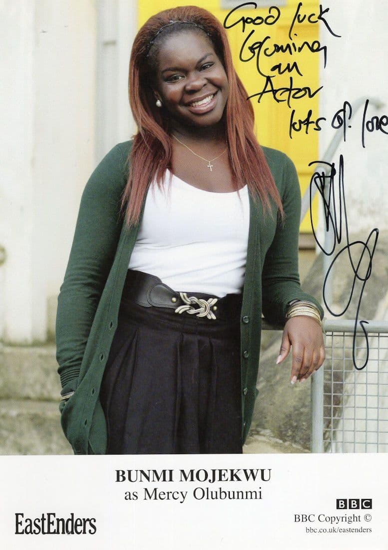 Bunmi Mojekwu Eastenders Hand Signed Cast Card & Super Actor Message