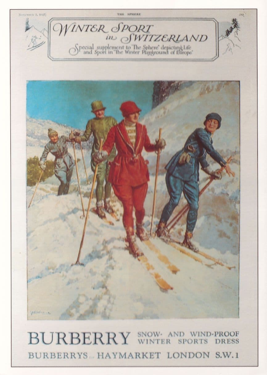 Burberry Skiing Clothes Jacket Advertising London Postcard