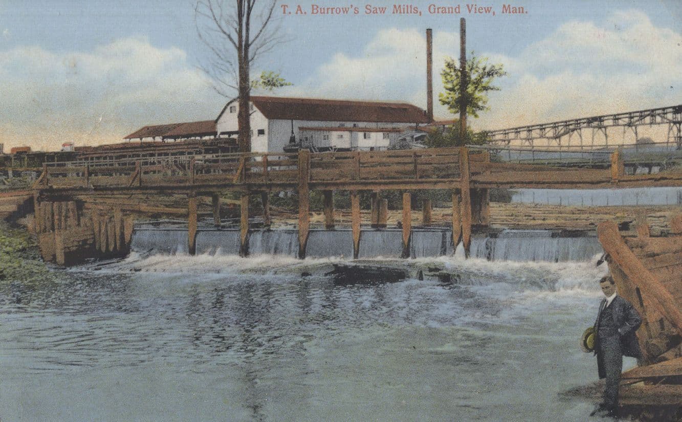 Burrows Saw Mills Grand View Manitoba Canada Old WW1 Postcard