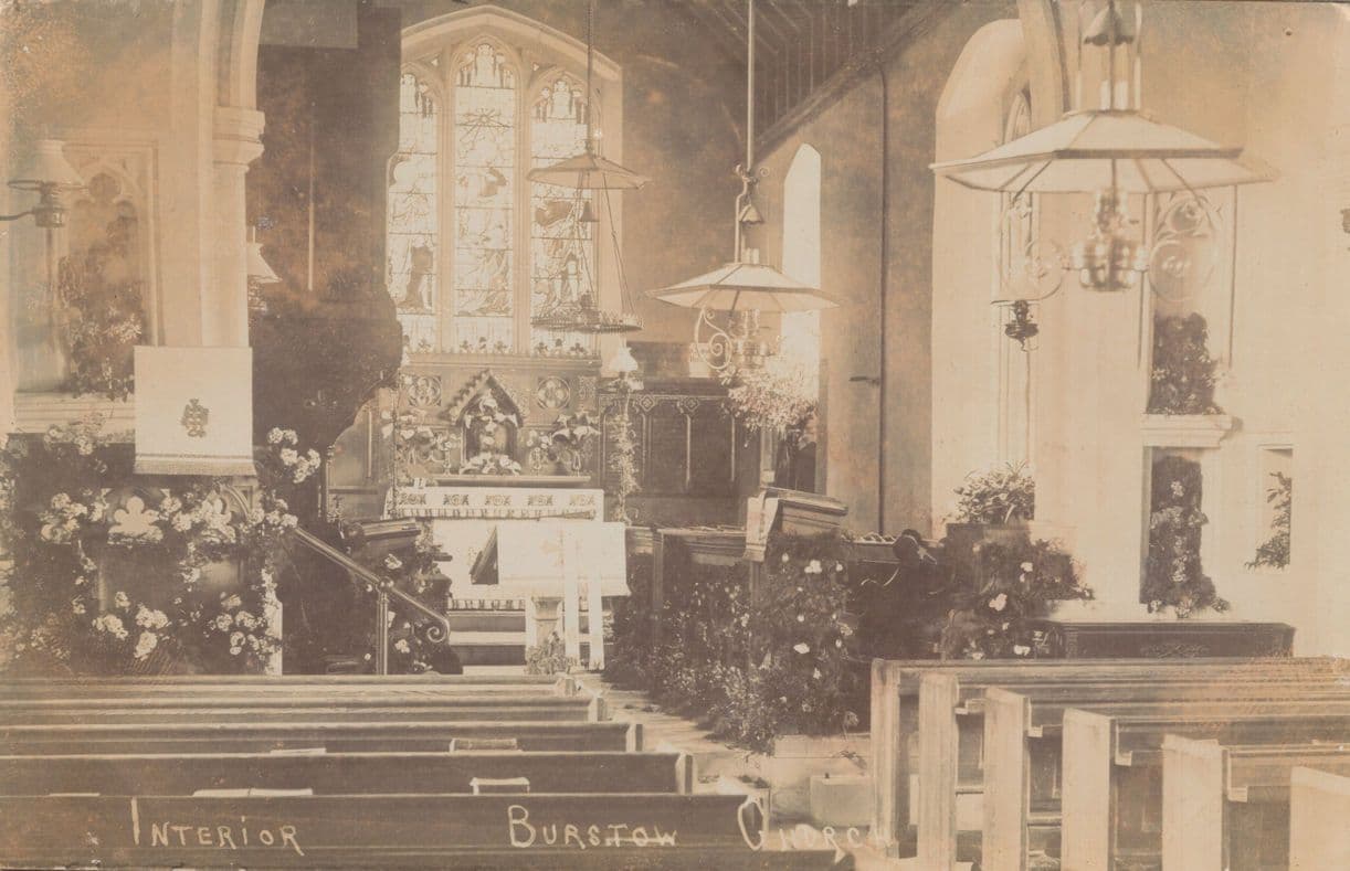 Burstow Church Interior Surrey Antique Postcard
