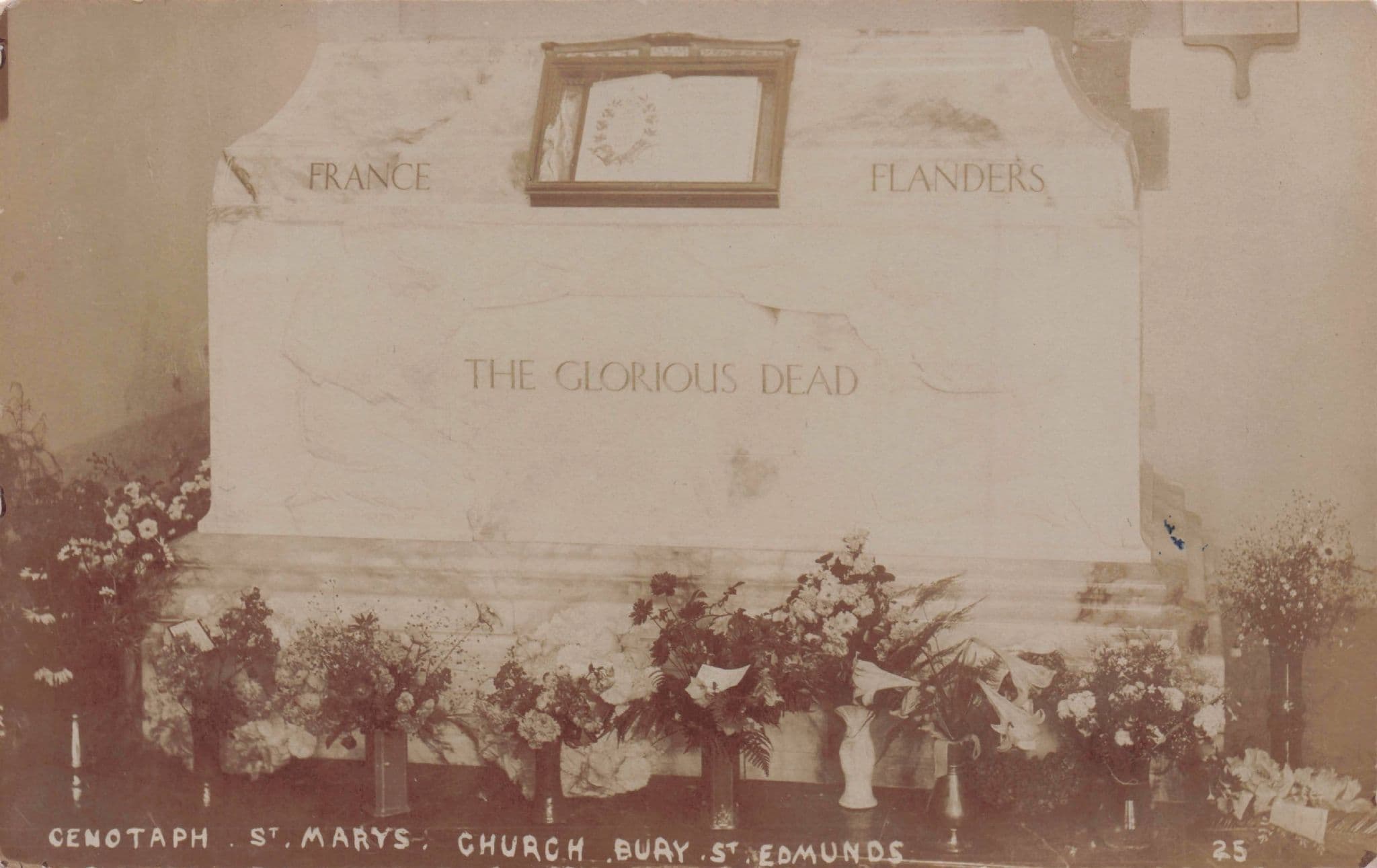 Bury St Edmunds French Cenotaph War WW1 Dead Suffolk Military RPC Postcard