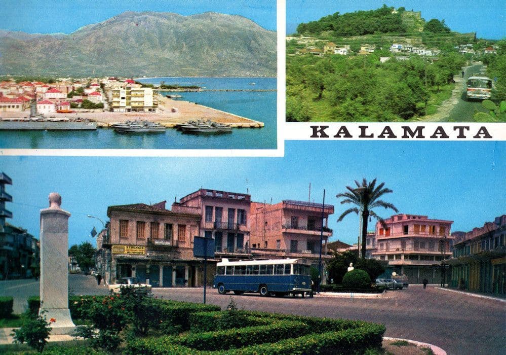 Bus Coach Ships At Kalamata Greece Transportation Postcard
