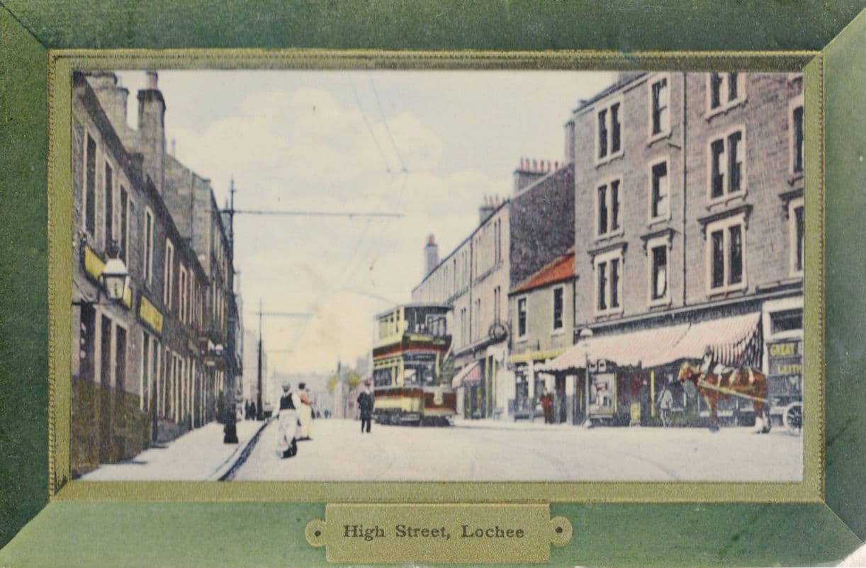 Bus Tram at High Street Lochee Dundee Scotland Old Postcard