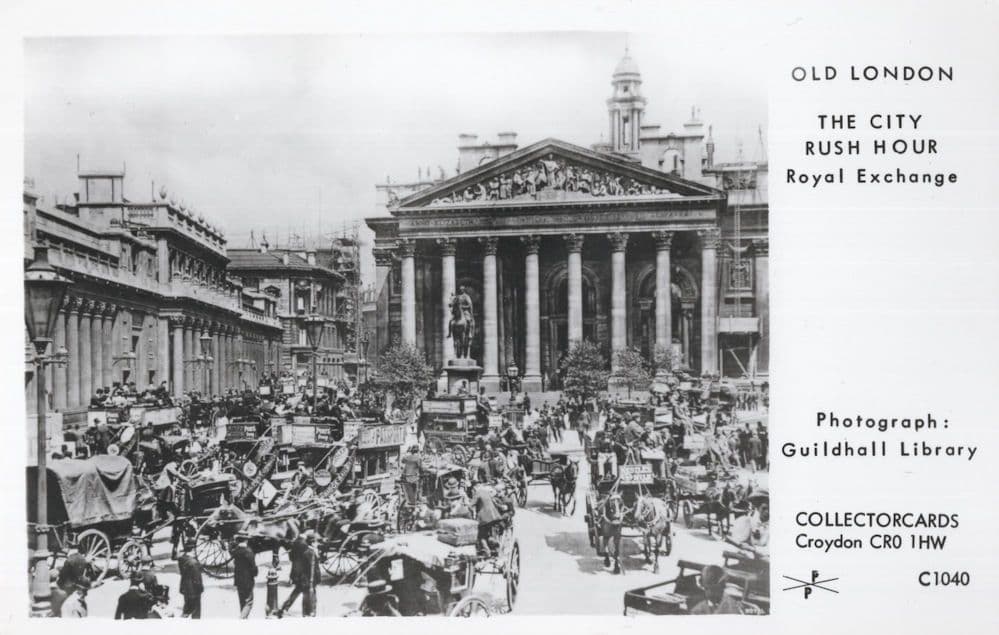 Bus Tram in London Victorian Rush Hour Transport Photo Postcard