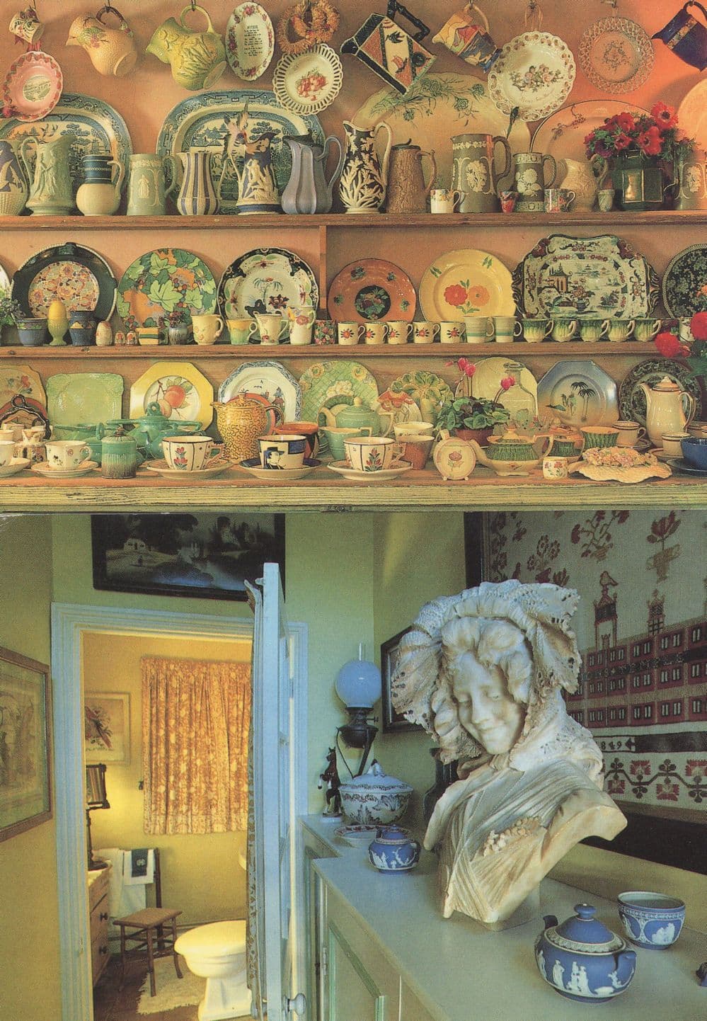 Bust Statue By Toilet Antique China Tea Set Plates 2x Postcard s