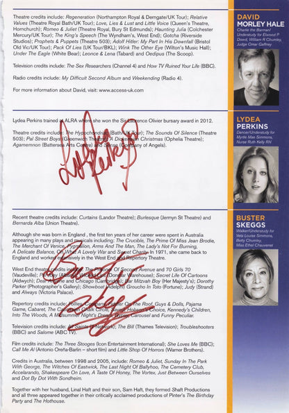 Buster Skeggs Lydea Perkins Alexander Warner Hand Signed Theatre Page Photo