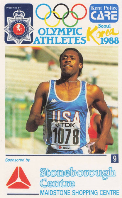 Butch Reynolds USA Athlete Olympics 1988 Rare Police Trade Photo Card