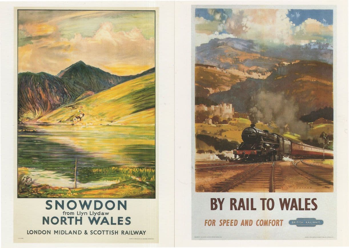 By Rail To Wales Snowdon 2x Welsh Travel Poster Postcard s