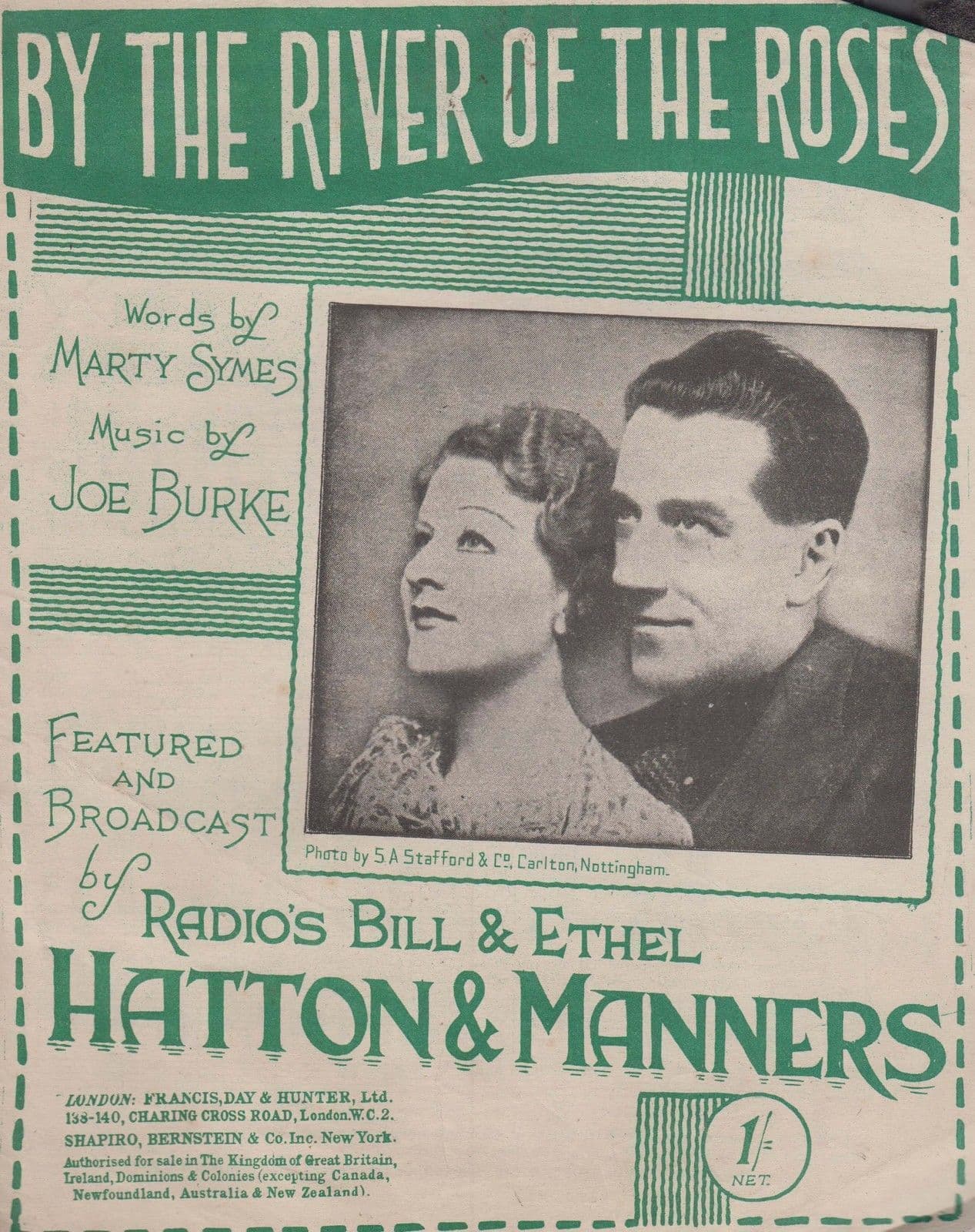 By The River Of The Roses Bill Hatton 1940s Sheet Music